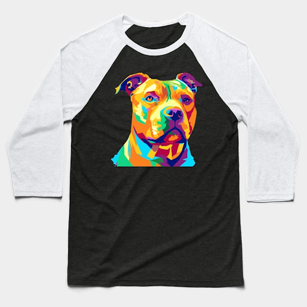 American Staffordshire Terrier Pop Art - Dog Lover Gifts Baseball T-Shirt by PawPopArt